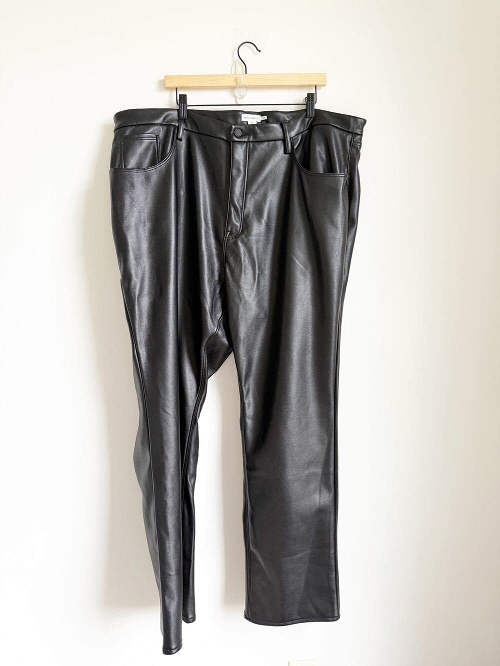 Good American Good Classic Faux Leather Pants Size 24 Black High-Rise Stretch